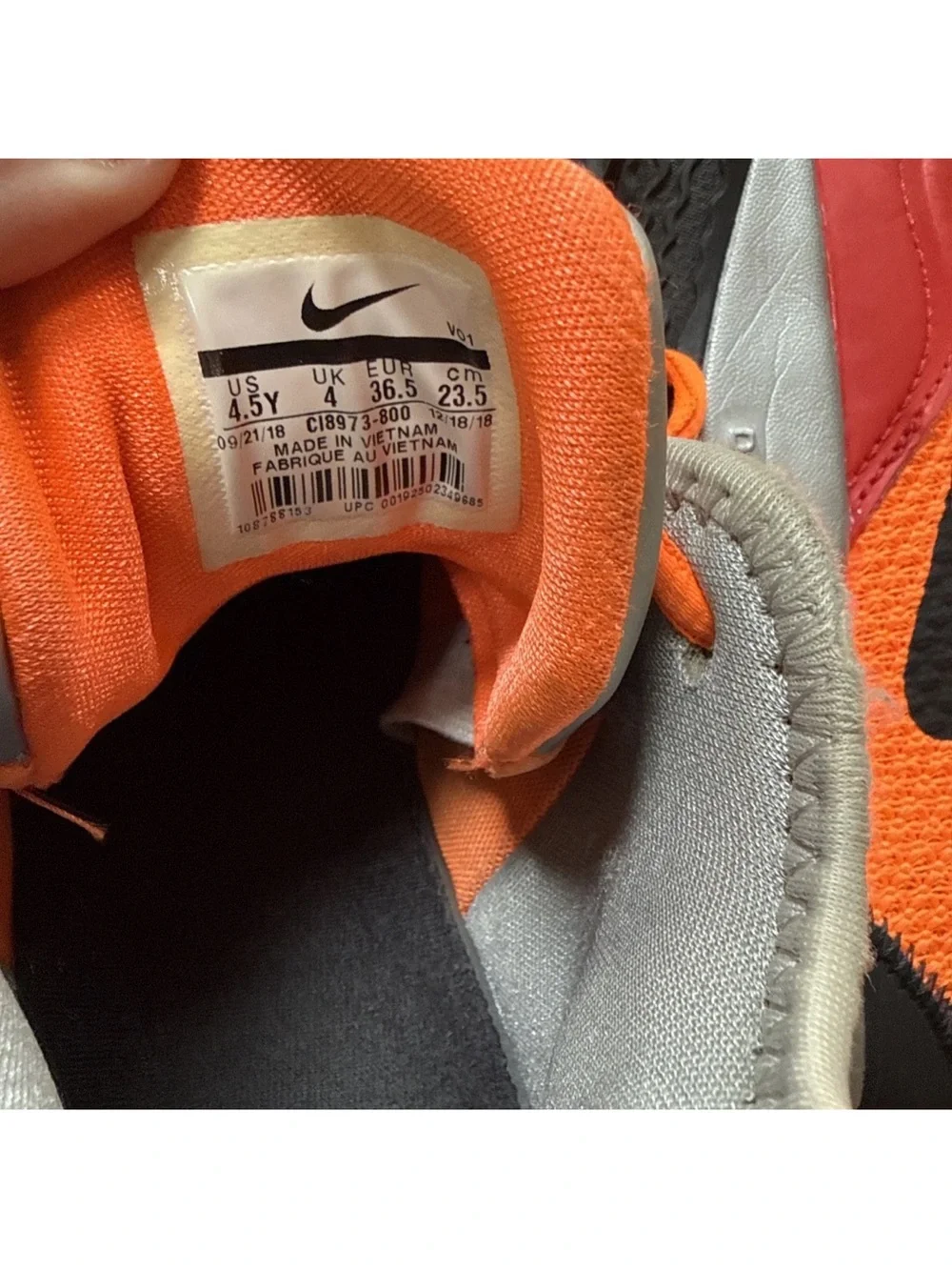 Nike PG 3 NASA Kids Orange Sneakers w/ Blue:Red Panels Mesh Mid-top BoysSz 4.5